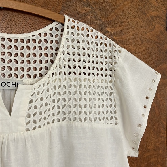 St Roche boxy eyelet trim top EXCELLENT - Picture 2 of 5